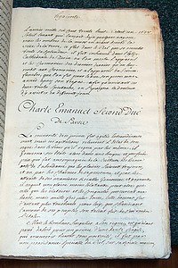 Mémoires sur les actions les plus éclatantes et sur les droits les plus prestigieux des Comtes et Ducs, Chefs de la Royale Maison de Savoie (Manuscrit)