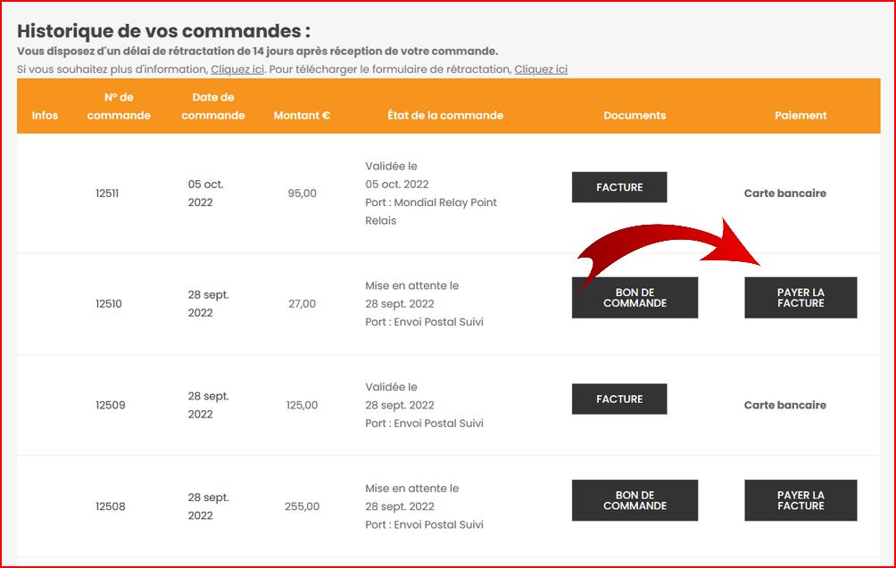 Comment payer une commande en attente ?