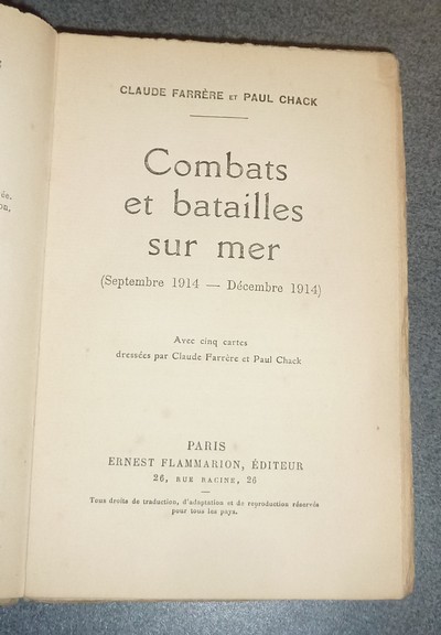 Combats et batailles sur mer (septembre 1914 - décembre 1914)(édition originale)