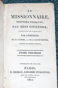 Le missionnaire, Histoire indienne (3 volumes reliés en 1) - Owenson, Miss