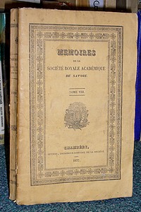 Livre ancien Savoie - Mémoires de la Société Académique (Académie Royale) de Savoie. Tome VIII,... - Société Académique de Savoie - Académie Royale de Savoie