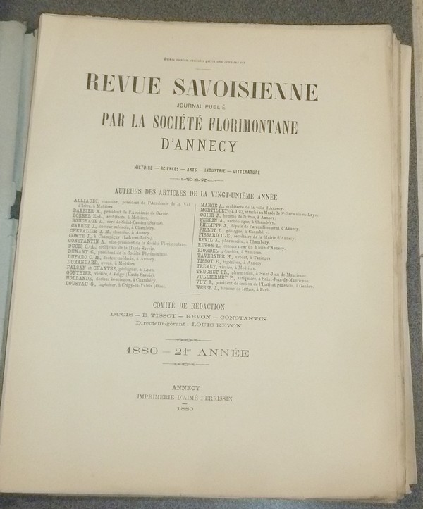 Revue Savoisienne, 1880, 21ème année