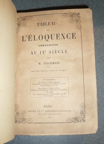 Tableau de l'éloquence chrétienne au IVe siècle