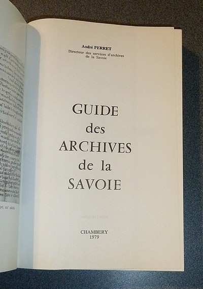 Guide des archives de la Savoie