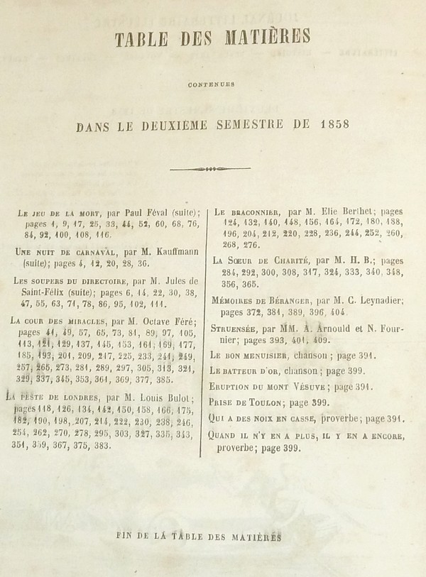 L'Omnibus. Journal littéraire illustré. Deuxième semestre 1858