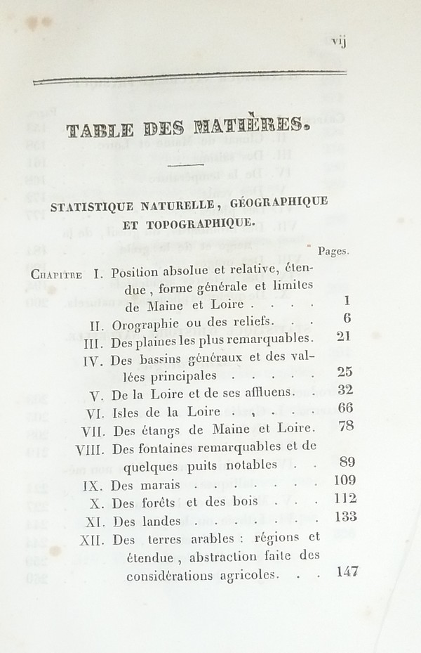 Statistique de Maine et loire. Première partie : Statistique naturelle