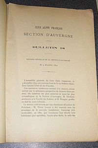 Club Alpin Français, Section d'Auvergne, bulletin 18, 1893