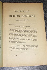 Club Alpin Français. Bulletin de la Section Vosgienne, treizième année, n° 7, décembre 1894