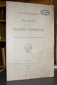 Club Alpin Français. Bulletin de la Section Vosgienne, quatorzième année, n° 7, novembre 1895