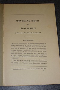 Choix de notes inédites de Maine de Biran. Annales de l'Université de Grenoble, Tome IX, n° 2 et 3