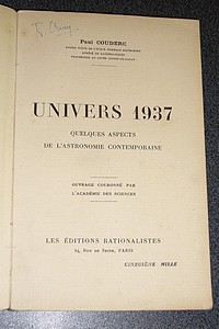 Univers 1937 - Quelques aspects de l'astronomie contemporaine