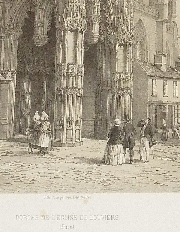 Porche de l'église de Louviers (Eure) (Lithographie)