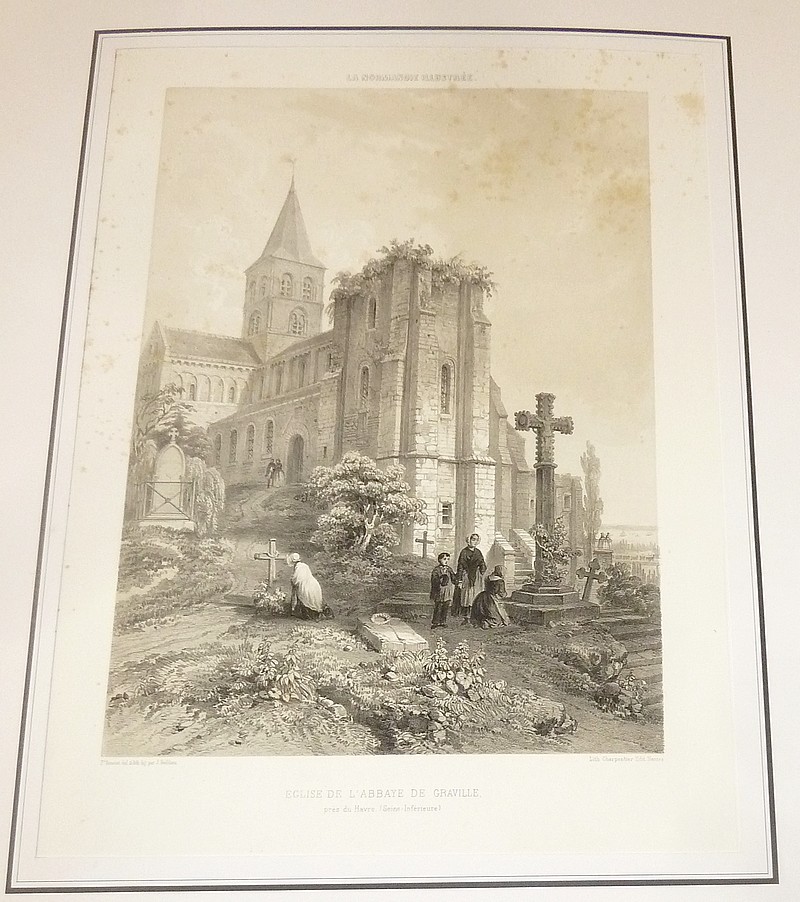 Église de l'Abbaye de Graville près du Havre (Seine-Inférieure) (Lithographie) - Benoist, Félix