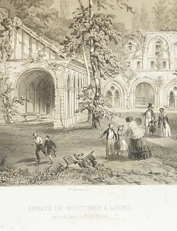 Abbaye de Mortemer à Lisors, près de Lions la Forêt (Eure) (Lithographie)