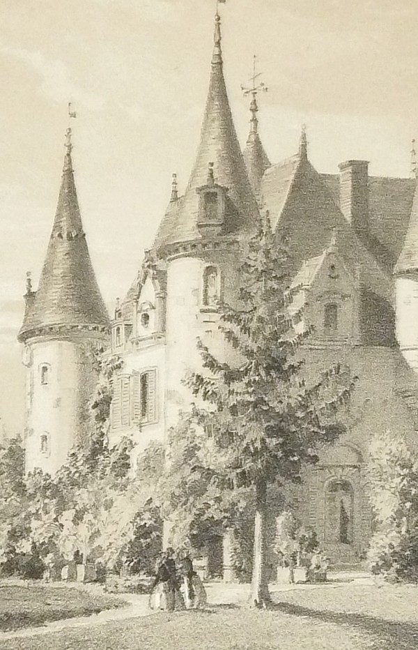 Château de l'Ansaudière, commune de St Martin du Limet, arrondissement de Château-Gontier (Mayenne) (Lithographie)