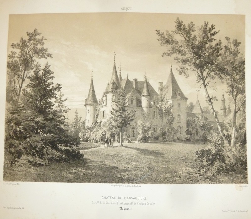 Château de l'Ansaudière, commune de St Martin du Limet, arrondissement de Château Gontier (Mayenne) (Lithographie) - Wismes, Baron de