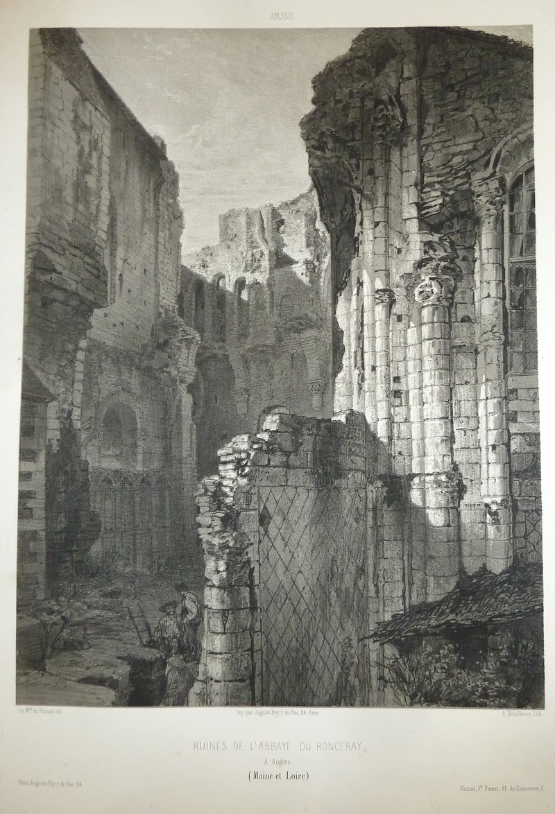 livre ancien - Ruine de l'Abbaye du Ronceray à Angers (Maine et Loire) (Lithographie) - Wismes, Baron de