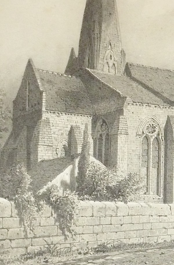 Église du Puy Notre-Dame, arrondissement de Saumur (Maine et Loire) (Lithographie)