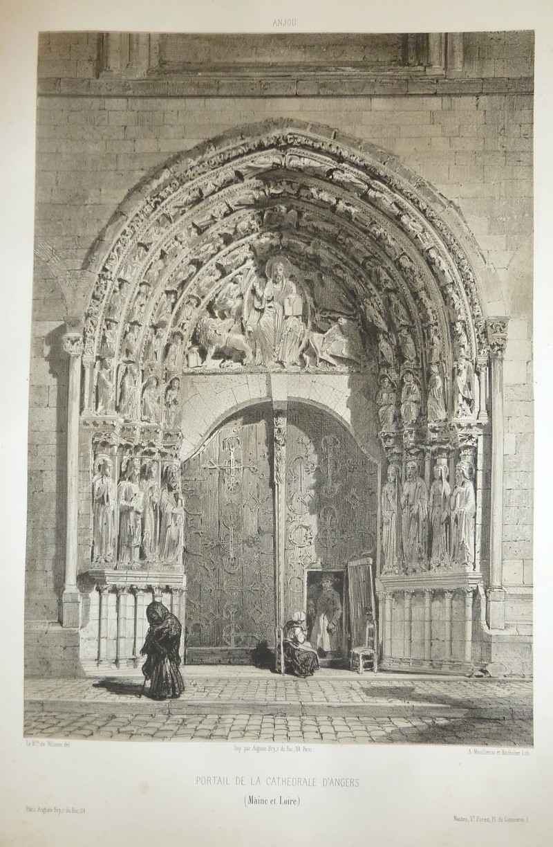 livre ancien - Portail de la Cathédrale d'Angers (Maine et Loire) (Lithographie) - Wismes, Baron de