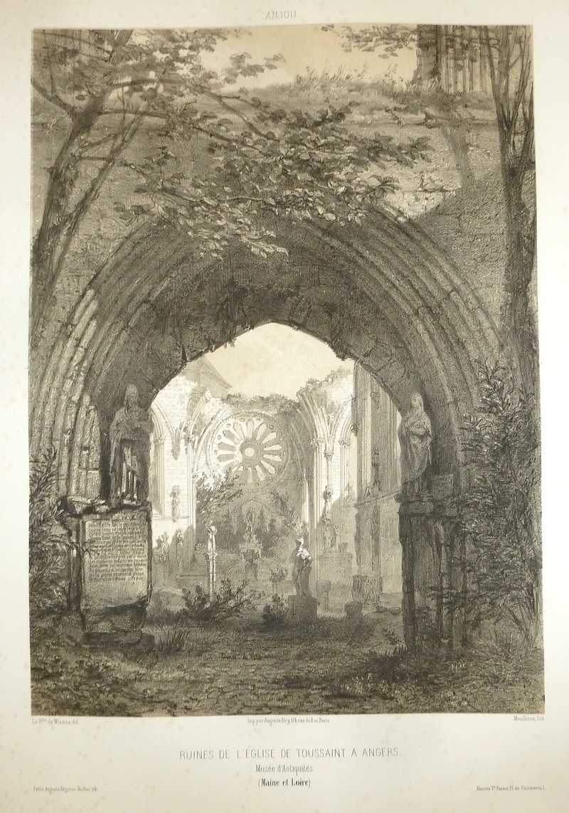 Ruines de l'église de Toussaint à Angers. Musée d'antiquités (Maine et Loire) (Lithographie) - Wismes, Baron de