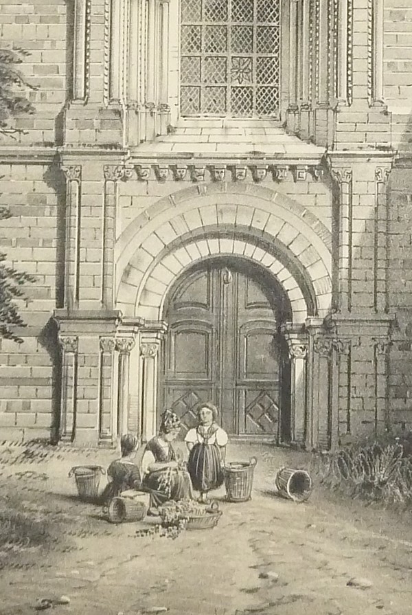 Portail de l'Église de la Roë, arrondissement de Château-Gontier (Mayenne) (Lithographie)