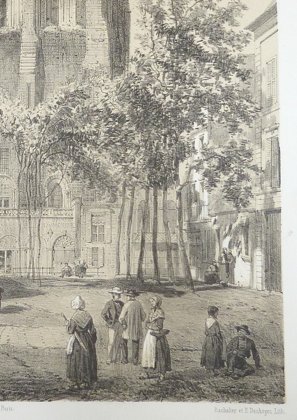 Tour St Aubin à Angers (Maine et Loire) (Lithographie)