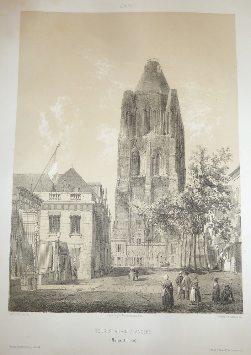 Tour St Aubin à Angers (Maine et Loire) (Lithographie)