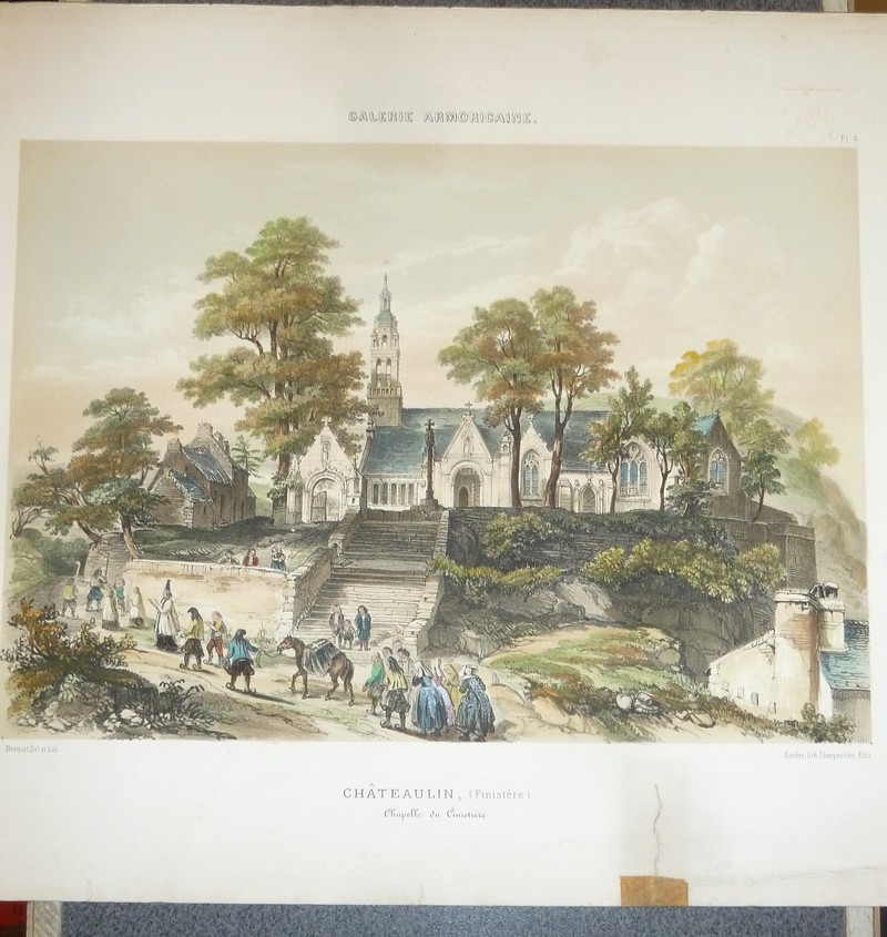 Châteaulin (Finistère) Chapelle du cimetierre (Lithographie aquarellée)