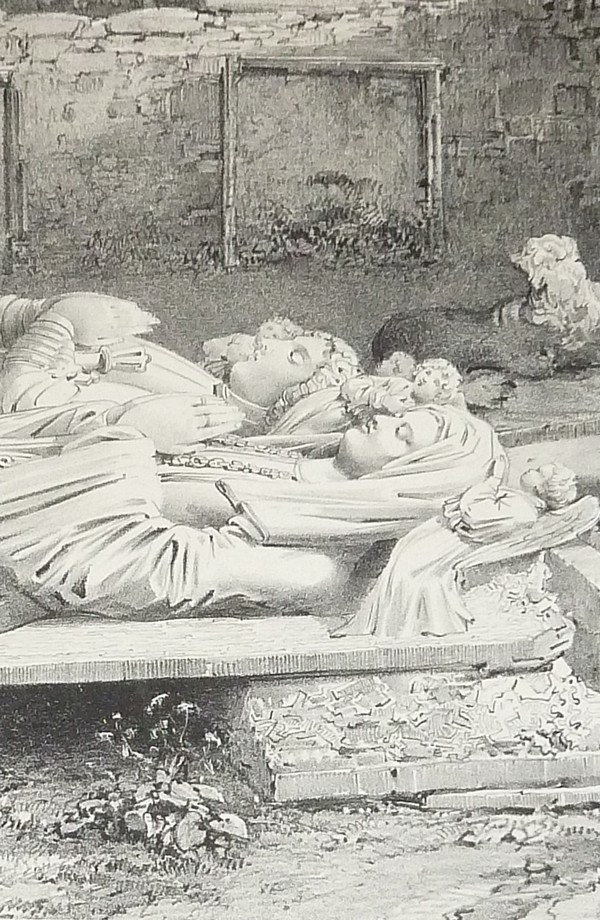 Ploermel, restes du Tombeau de Philippe de Montauban (Lithographie)