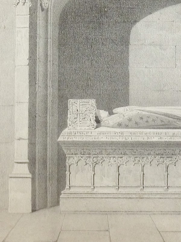 Tombeau de Robert de Grandmesnil, Église de l'Hôpital de Vitré (Bretagne) (Lithographie)