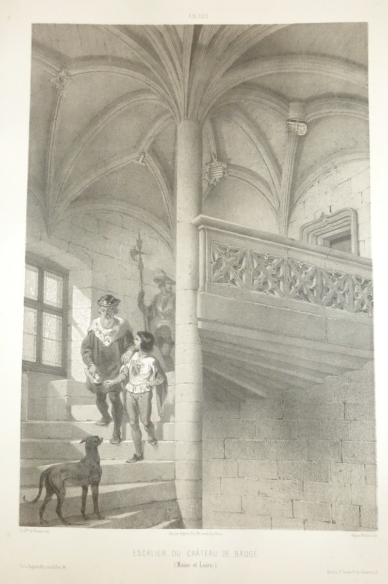Escalier du château de Baugé (Maine et Loire) (Lithographie) - Wismes, Baron de