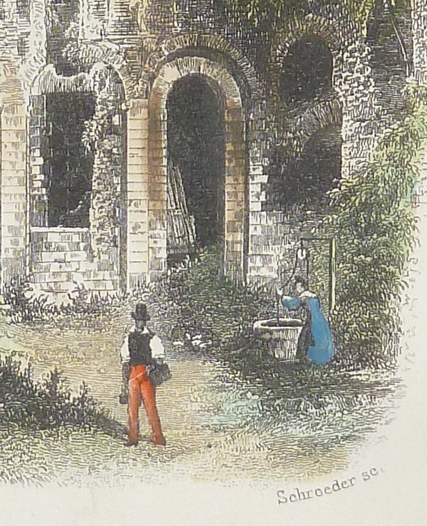 Palais des Thermes (Gravure aquarellée)