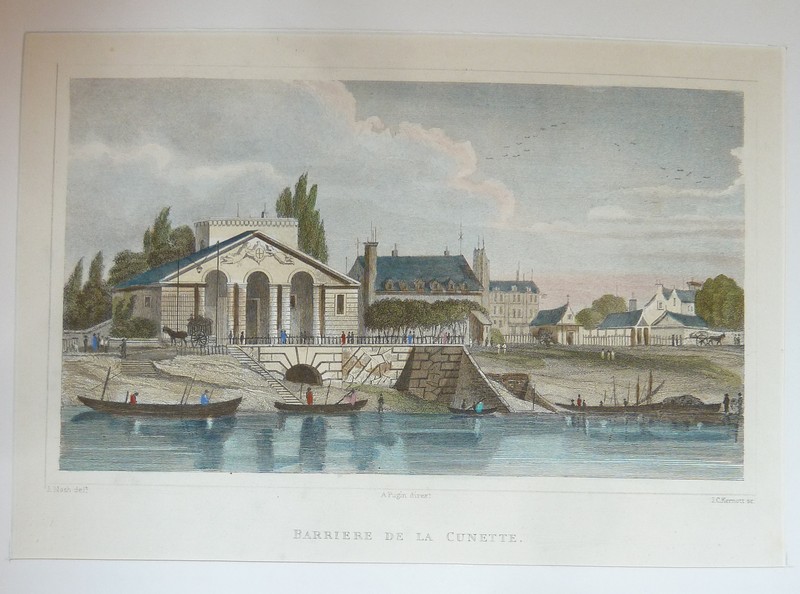 Livre ancien - Barrière de la Cunette (Gravure aquarellée) - Nash, J.