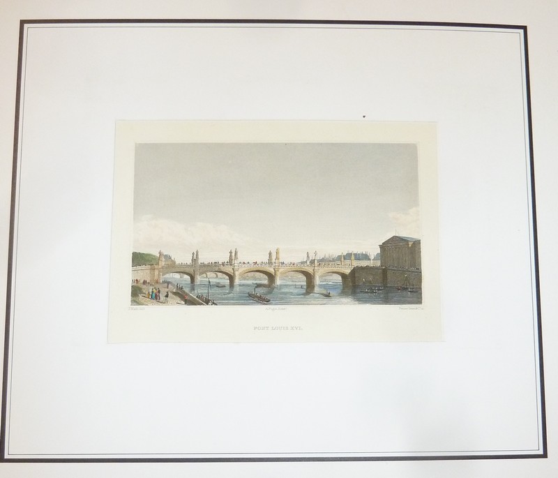 Pont Louis XVI (Gravure aquarellée)