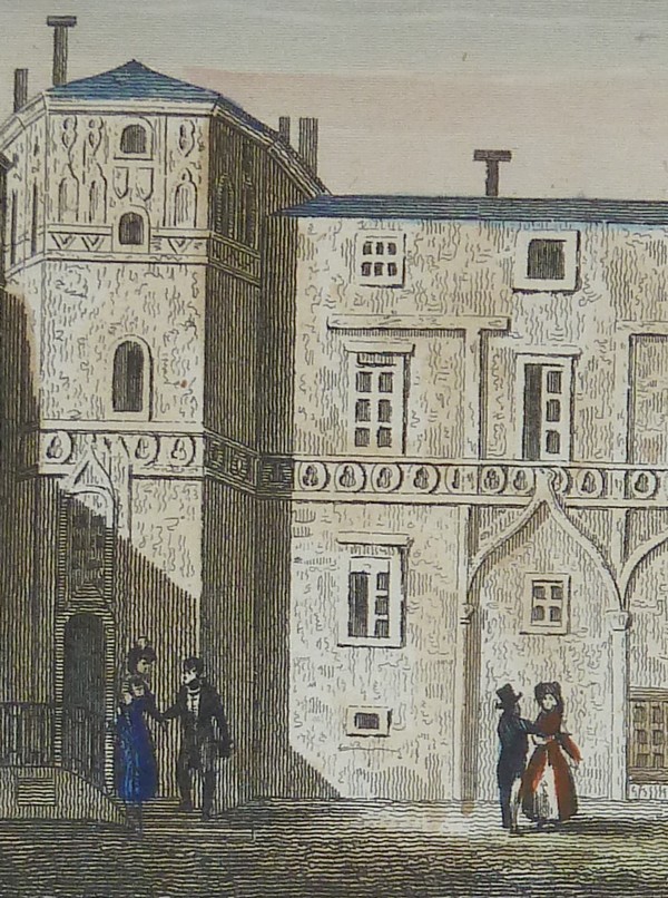 Hôtel du Preux (rue des Bourdonnais) (Gravure aquarellée)