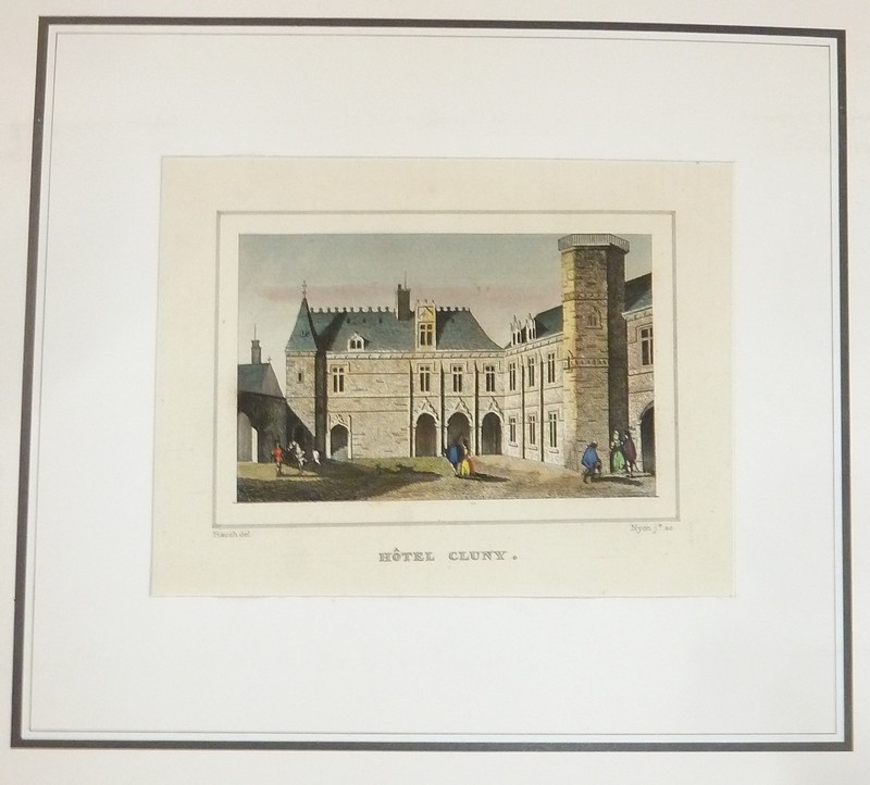 Hôtel Cluny (Gravure aquarellée)