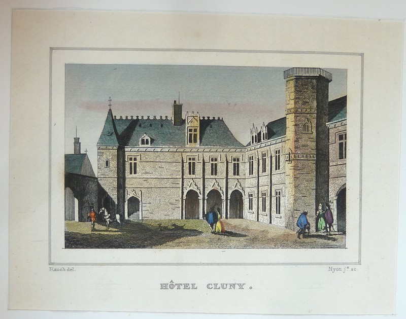 Livre ancien - Hôtel Cluny (Gravure aquarellée) - Rauch