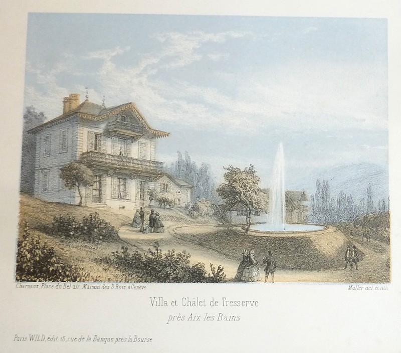 Villa et Châlet de Tresserve près d'Aix les Bains (lithographie couleur)