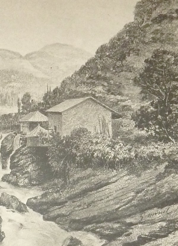 Cascade de Banger - Environs d'Aix-les-Bains (lithographie)