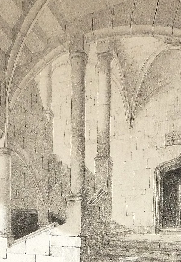 Escalier de l'Hôpital à Aix en Savoie (Lithographie)