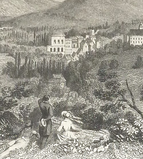 Aix-les-Bains (vue prise de la Roche du Roi) (Gravure)