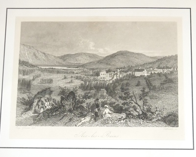 Livre ancien Savoie - Aix-les-Bains (vue prise de la Roche du Roi) (Gravure) - Ginain, Eugène