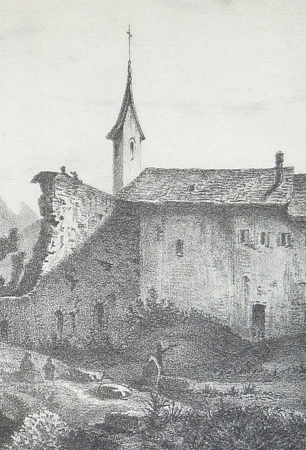 Château des Allinges, environs de Thonon, Province du Chablais (Lithographie)