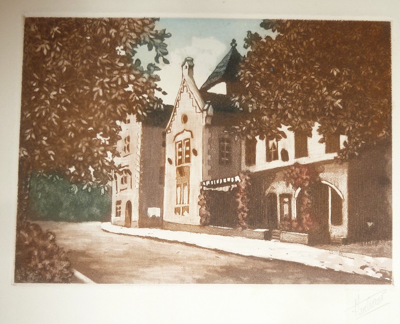 Hôtel de Ville (avec l'ancienne maison accolée, aujourd'hui détruite) (eau forte en couleurs)