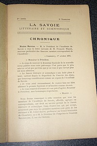 Académie de Savoie, La Savoie Littéraire & Scientifique, 1re année, 3e trimestre, 1907