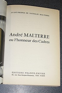 André Malterre ou L'honneur des cadres