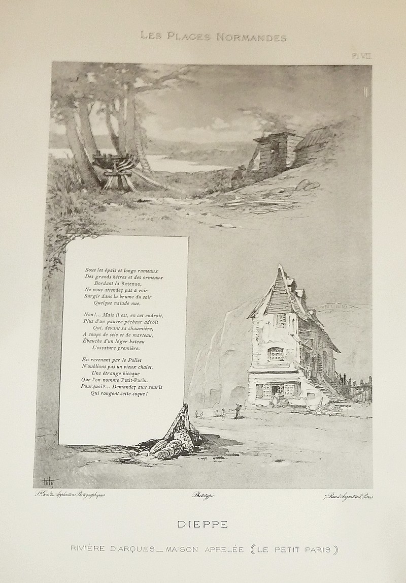 Les plages normandes illustrées - Dieppe (12 planches), illustrées par Toly, poésies de M. Adrien Dézamy