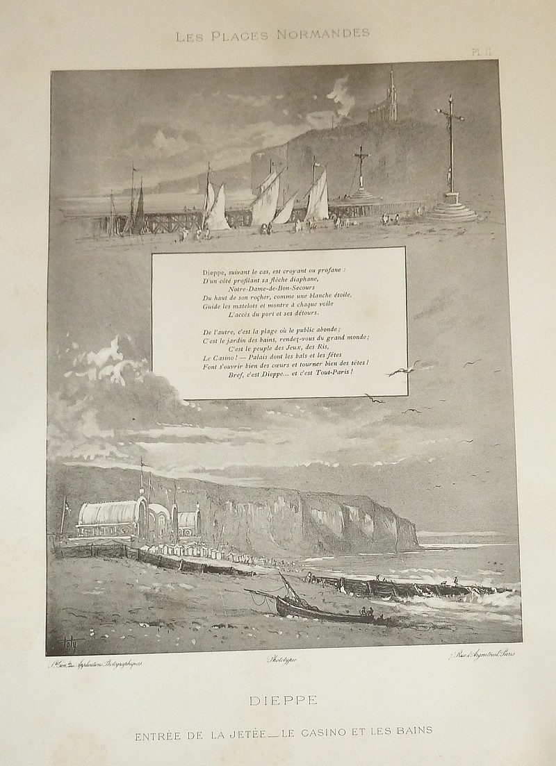 Les plages normandes illustrées - Dieppe (12 planches), illustrées par Toly, poésies de M. Adrien Dézamy