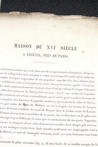 Monographie d'une Maison du XVIe siècle à Arcueil, près de Paris