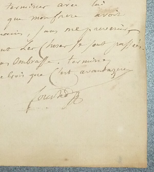 Lettre autographe signée de Fouché envoyée de la Vallée de Montmorency